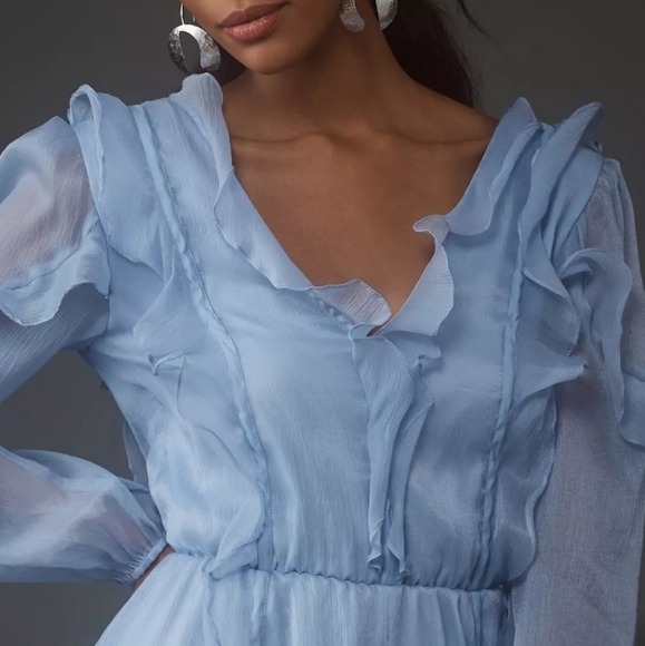 Hutch Long Sleeve Frilled Ruffle Romper In Sky Blue Size Large NWT - Picture 6 of 11